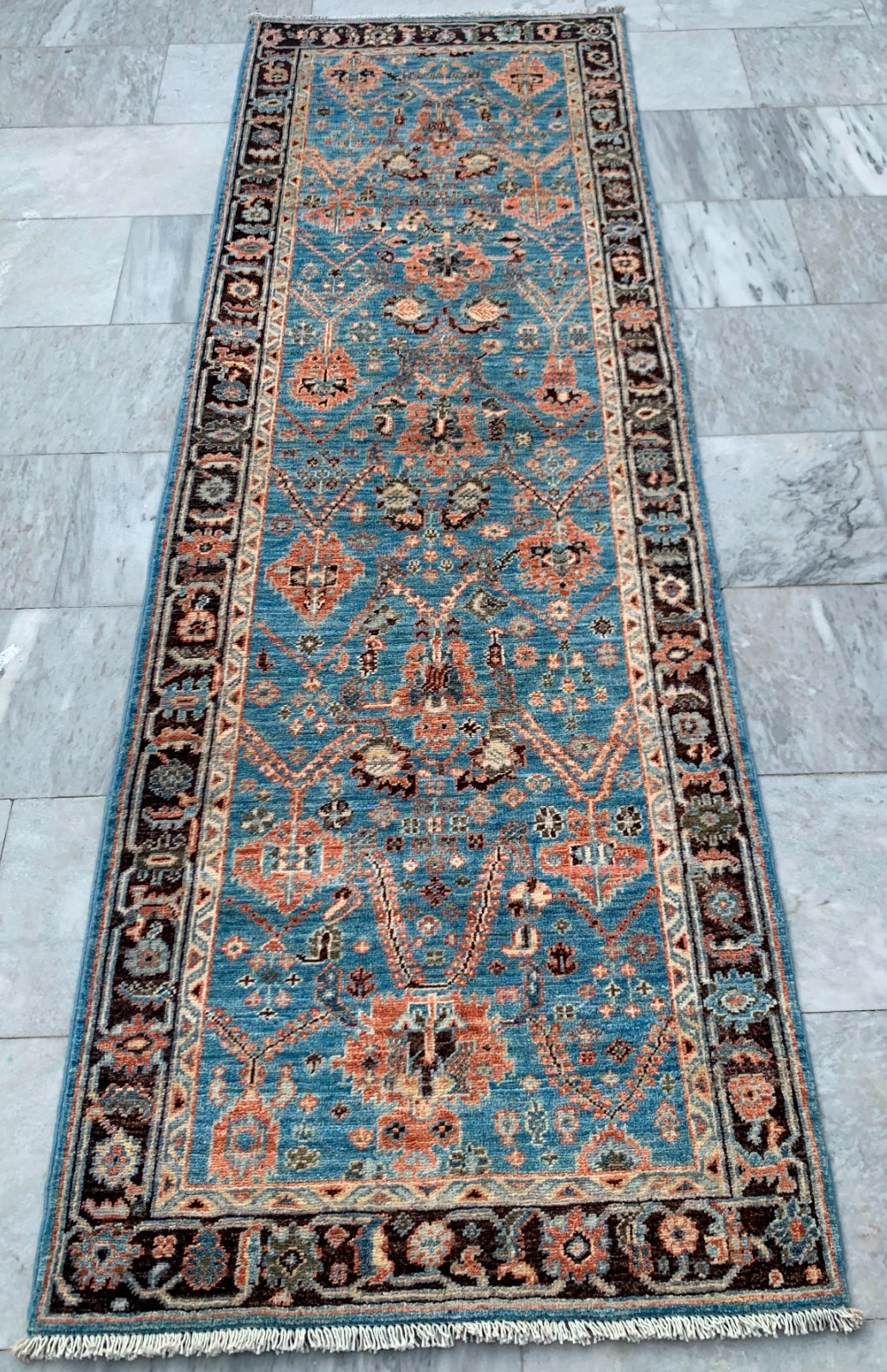 Rare Hand Knotted Caucasian Kazak Afghan Wool Runner Rug 3x8 ft Free Ship gallery