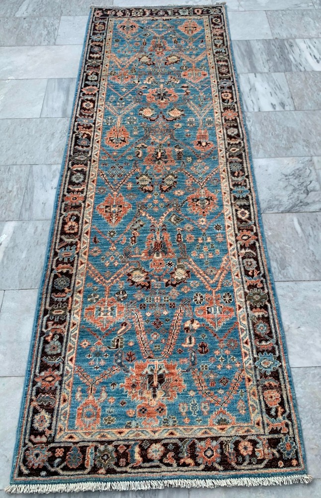 Rare Hand Knotted Caucasian Kazak Afghan Wool Runner Rug 3x8 ft Free Ship