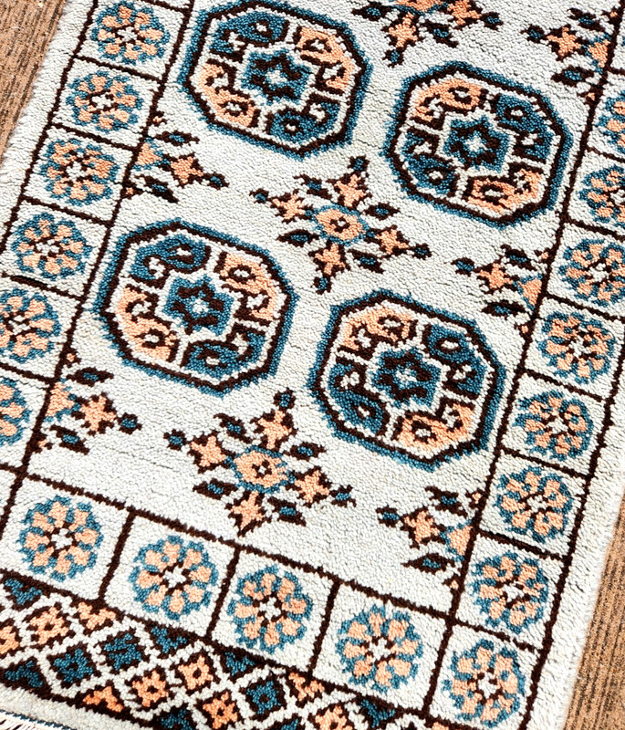 2'1"X8' ANTIQUITY HAND WOVEN CAUCASIAN TURKMAN TRIBAL MUTED BLUE WOOL RUG RUNNER gallery