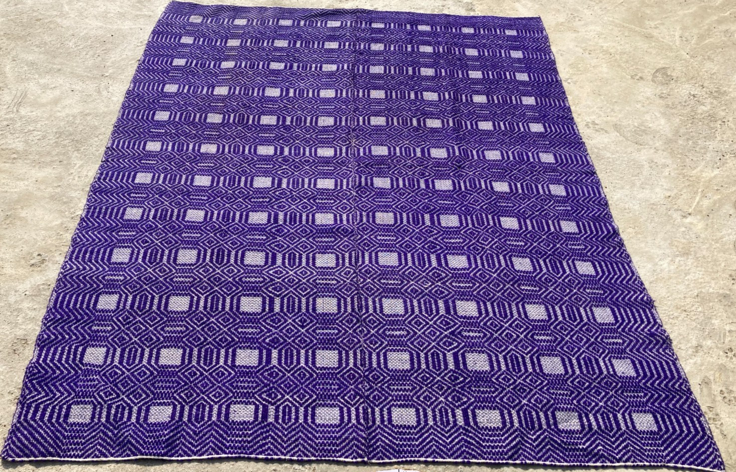 Vintage Handmade Geometric Traditional Wool Area Rug 210x164 cm gallery