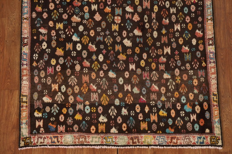 Vintage Vegetable Dye Dark Brown Sirjan Handmade Tribal Traditional Wool Rug 3x5 gallery