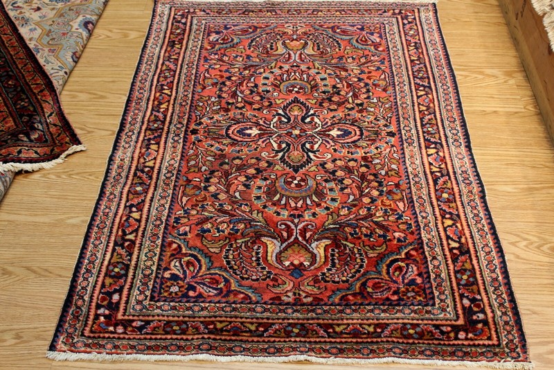 Antique Sarouk design Lilihan 3'6" x 5' Authentic Early 1900 Handmade WOOL gallery