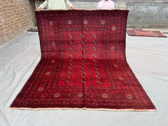 6×7.9 ft Antique Turkmen Bukhara Hand Knotted Rug, Rare Afghan Wool Floor Rug