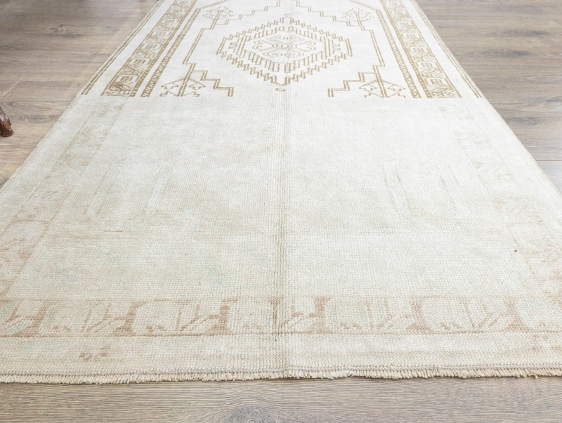 Antique Oushak Turkish Traditional Rug,Muted Neutral Large Runner,3'7''x7'5'' ft gallery