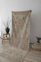 3×8 Vintage Turkish Runner Rug, Hand Knotted Wool Hallway Rug,Oushak Runner,