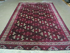 7′ X 10′ Antique Handmade Yamud Turkoman Wool Rug Excellent