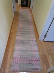 Vintage hand-woven rag rug runner 144” long x 26” wide 4 yards Multicolor