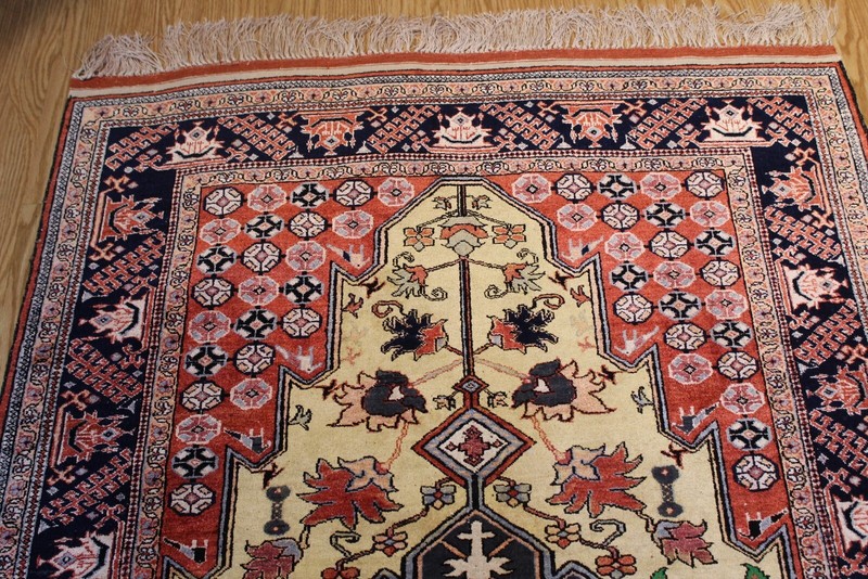 AFGHAN SILIK RUG Handmade Knotted made out of Natural Raw Silk 4' x 6' Turkmen gallery
