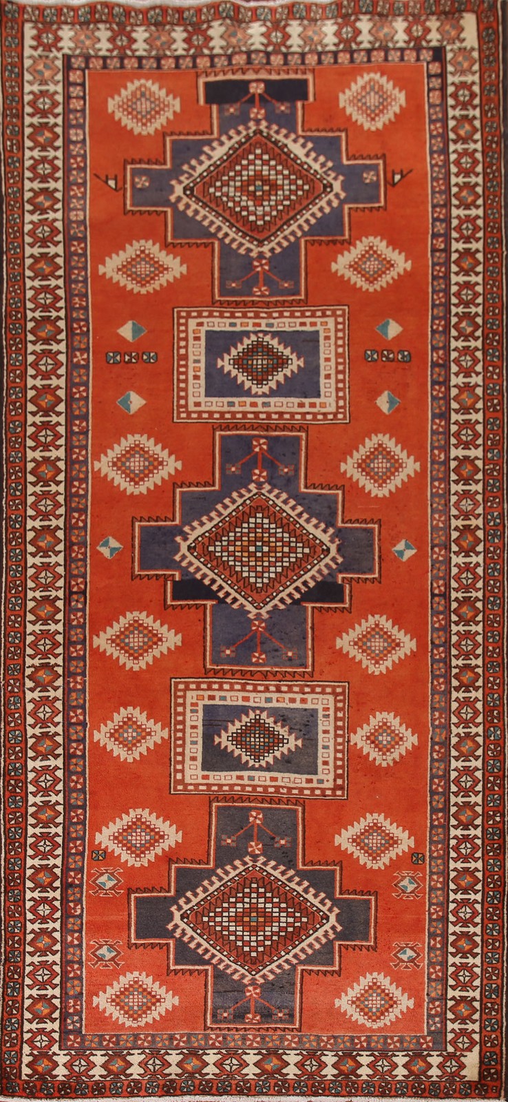 Hand-Knotted Oriental Wool Carpet Traditional Geometric Rug 5x12 Ft Tribal Rug gallery
