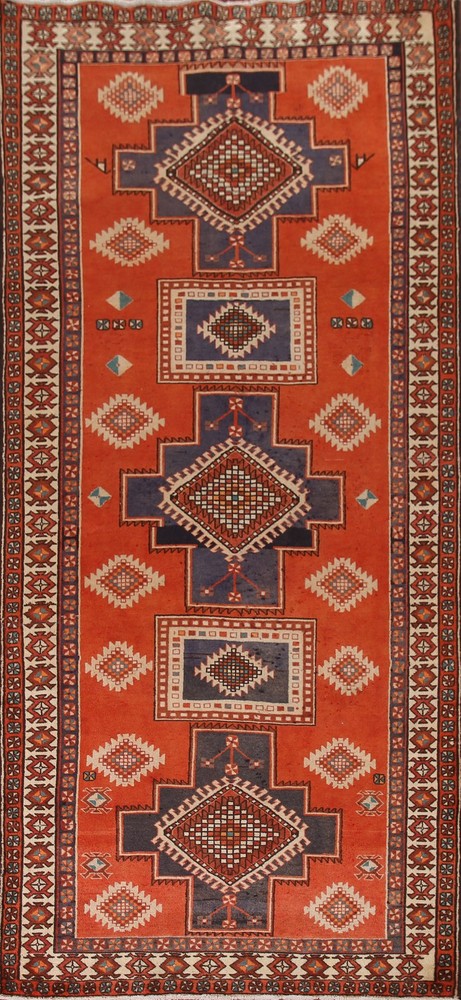 Hand-Knotted Oriental Wool Carpet Traditional Geometric Rug 5x12 Ft Tribal Rug