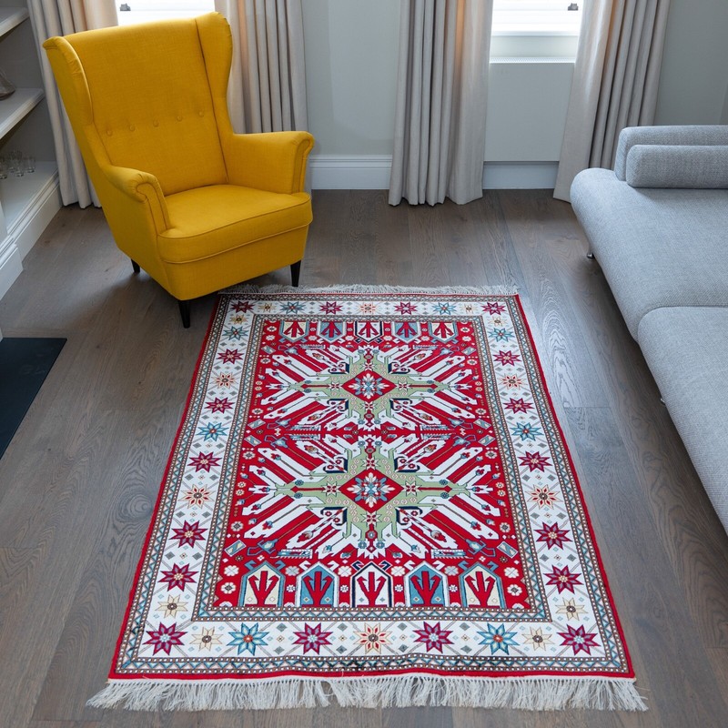 "Chelebi" Raspberry red silk carpet gallery