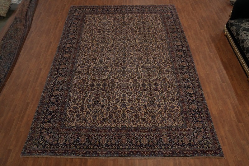 Vegetable Dye Traditional Ivory Wool Palace Size Rug Vintage Handmade Rug 11x17 gallery