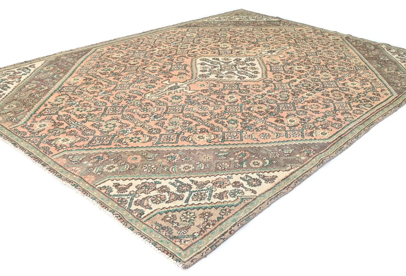 Antique Hand-Knotted Oriental Rug Muted Floral Distressed Vintage Carpet 7X10 ft gallery