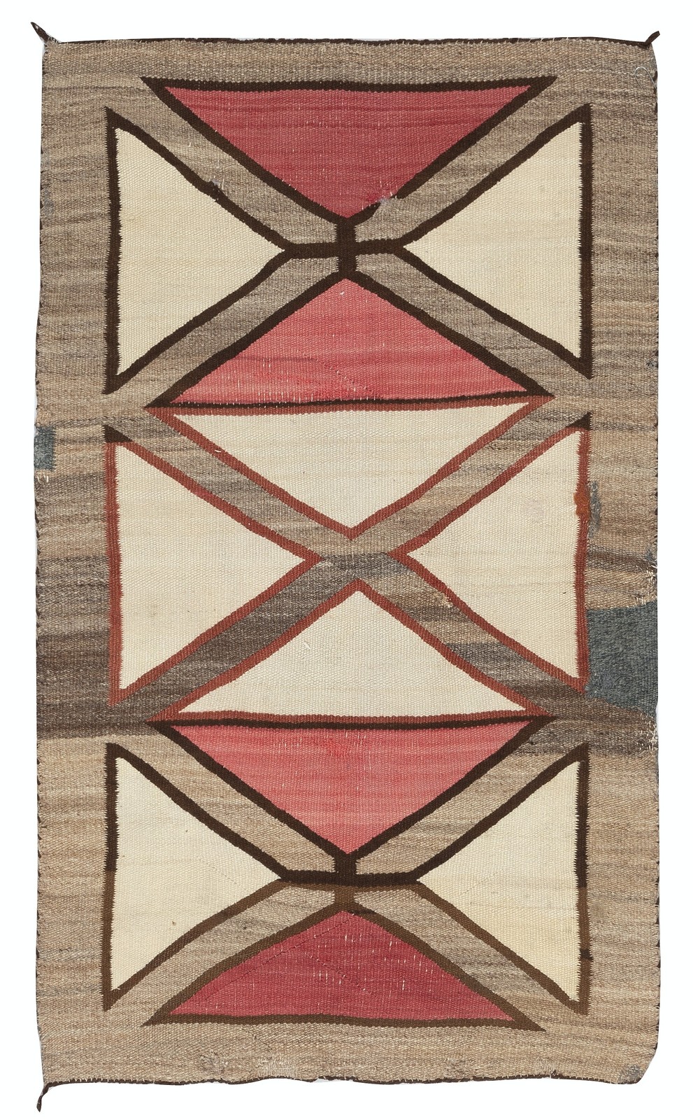 2.9x4.7 Ft Antique Navajo Geometric Rug, Wool, Natural Colors, Circa 1920–1940 gallery