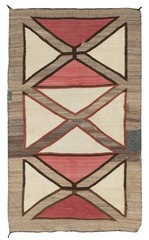 2.9×4.7 Ft Antique Navajo Geometric Rug, Wool, Natural Colors, Circa 1920–1940