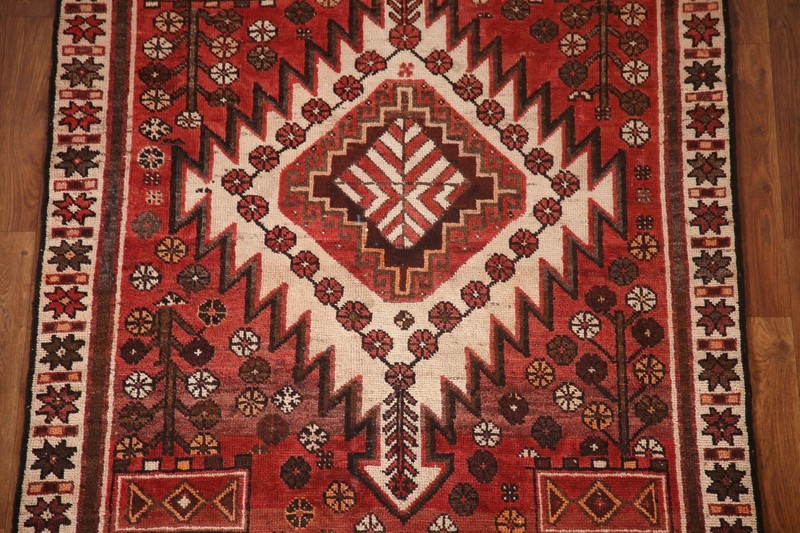 Vintage Traditional Geometric Red/ Ivory Area Rug 4'x7' Wool Hand-knotted Carpet gallery