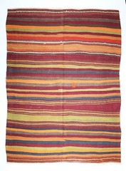 Vintage Tribal Handmade Kilim – One of a Kind Nomadic Striped design Area kilim
