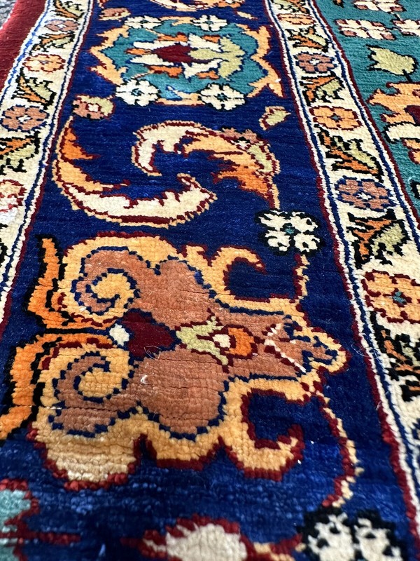 Stunning Authentic Silk On Silk Hereke Rug W Golden Metal Thread 2’ X 3.2’ gallery