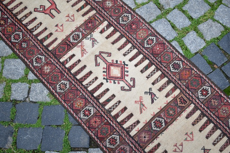 Caucasian Runner Rug 23'' x 69'' Embroidered Weave Hallway Fine Quality Wool Rug gallery