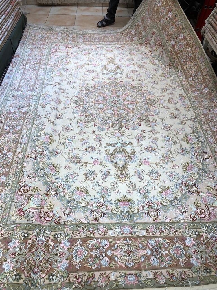 6 ft 7”x 9 ft 10” EXQUISITE 50RAJ HQ SILK Hand Knotted TABRIZZ Per Sian Rug