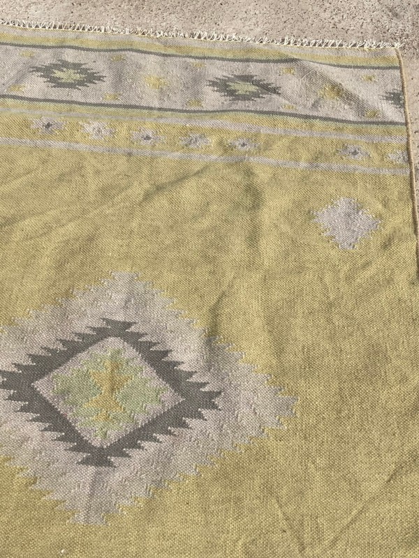 Vintage Traditional Handmade Turkish Geometric Wool Flat Kilim Rug 156x100 cm gallery