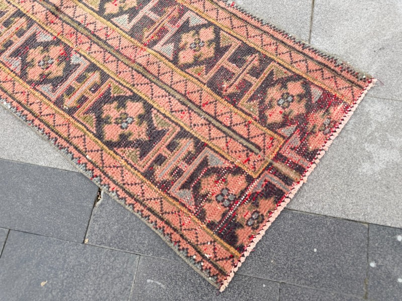 Vintage Turkish Oushak Runner 2x9.7 ft Slim Boho Hand Knotted Wool Rug gallery