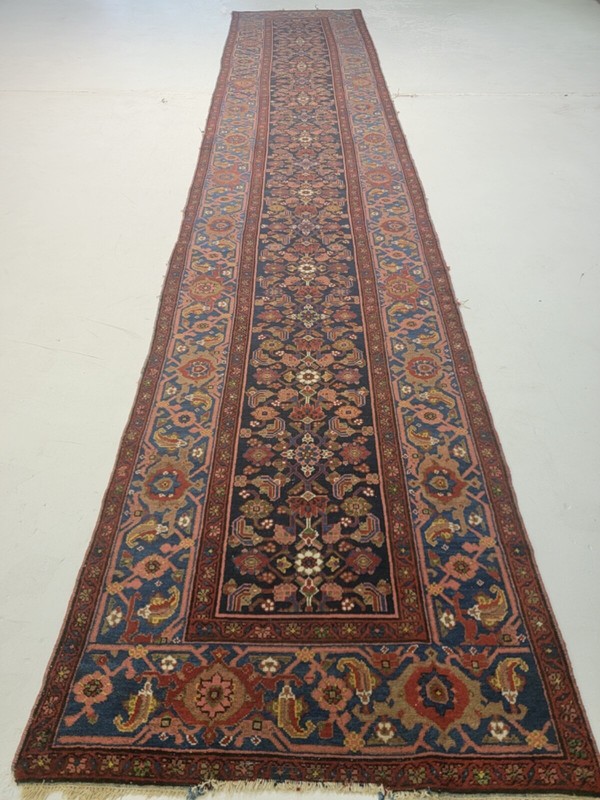Antique Oriental Hand-Knotted Wool Runner Collectible Malayer Rust 3'3" x 16'2" gallery