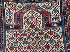 Auth: 19th C Antique Caucasian Rug Rare Collectors Pc. Ivory 4×5
