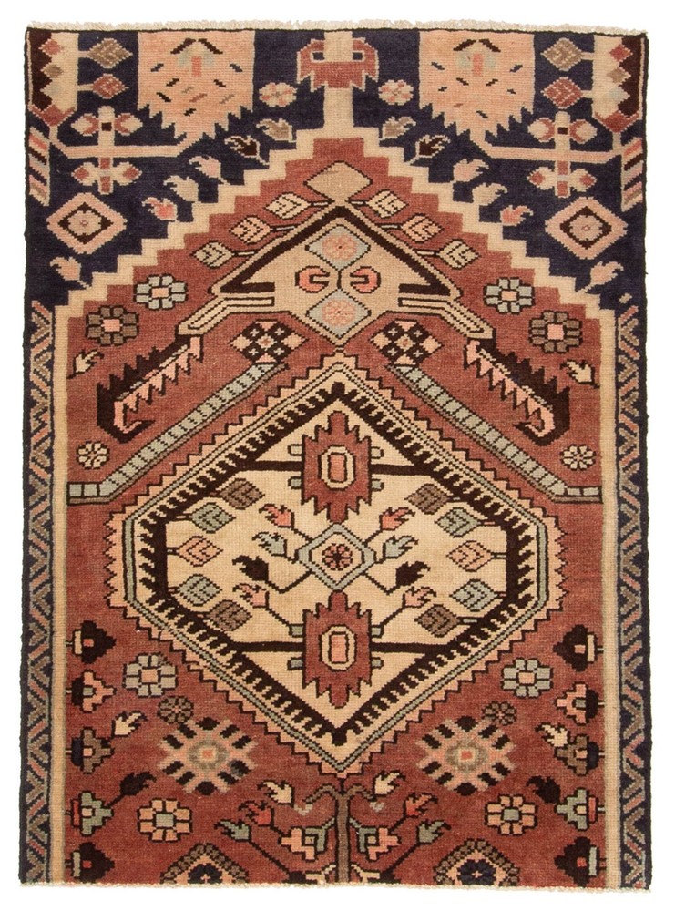 Vintage 3'3" x 4'8" Traditional Hand Knotted Vegetable Dye Wool Area Rug