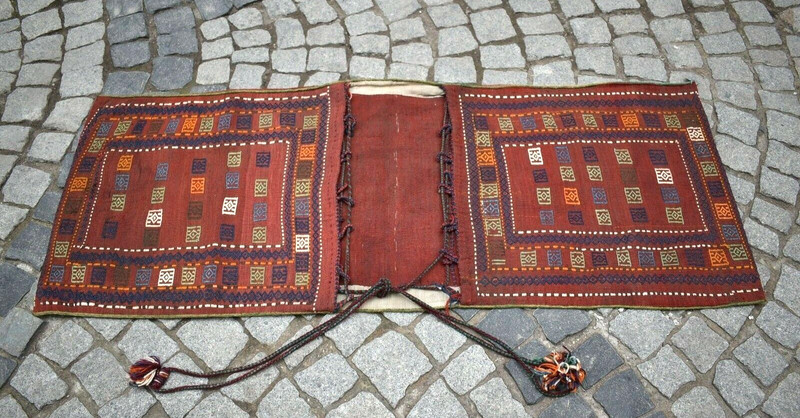 Antique Caucasian Rug 25'' x 62'' Collector Item Verneh Saddlebag Cicim Wool Rug gallery