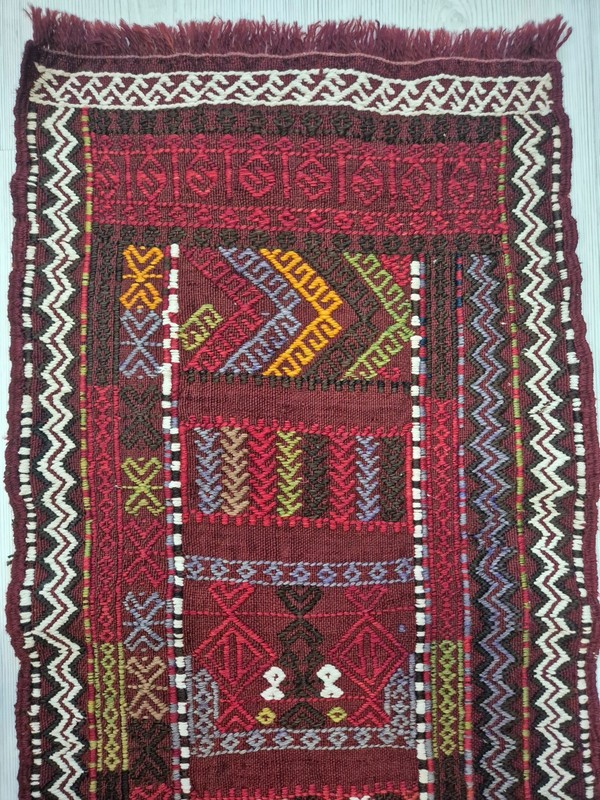 Rare Antique Konya Obruk Handwoven Cicim Rug, 14x58'' Turkish Tribal Kilim Rug gallery