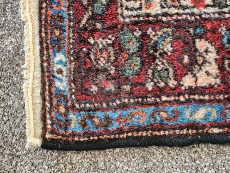 1930s Malayer Rug, 4' X 5'', Blue Field with White Medallion gallery