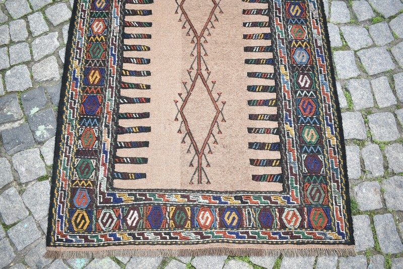 Camel Wool Kilim Rug 3'4'' x 5'9'' ft Caucasian Embroidered Weave Kilim Area Rug gallery