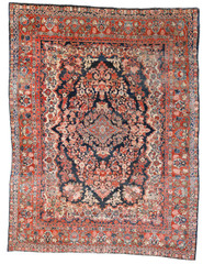 Vintage Blue Sarouk 1930s Wool Rug 8’11” x 11’5″
