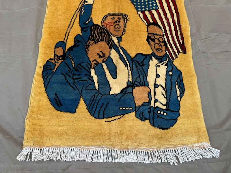 Afghan Handmade Trump USA Flag Rug Wall Hanging Wool Carpet Patriotic Art Decor gallery