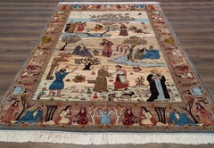 Sino Per’sian Silk Pictorial Rug 6×8, Very Fine 650 KPSI