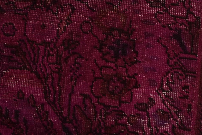 Vintage Overdyed 8’1” x 10’8” Pink Distressed Wool Hand-Knotted Oriental Rug gallery