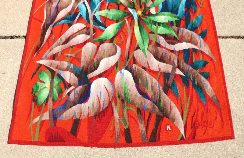 Dirk Holger 1970s MCM "Tangled Bloom" Aubusson Tapestry (Rug) 41"X56.5" Ex-Cond gallery