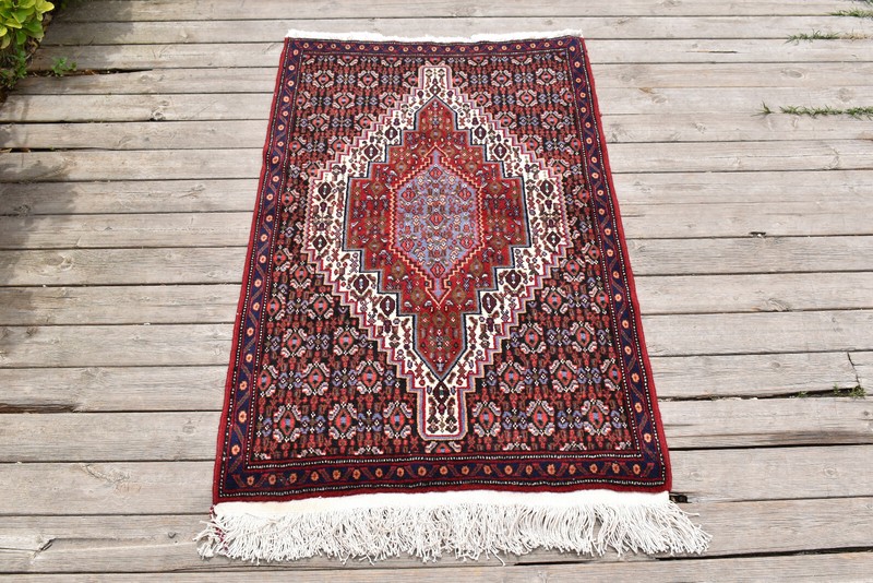 Turkish Rug 2x3 ft Vintage Wool Carpet 70x120cm Handwoven East Anatolian gallery