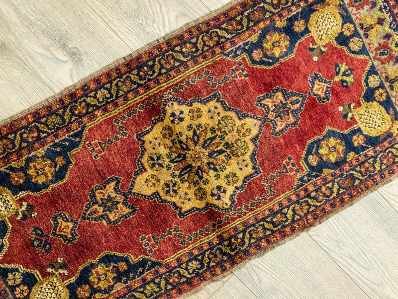 Rare Antique Turkish Yastik Rug 1.9x4.5 ft – Tribal Medallion – Collector Piece gallery
