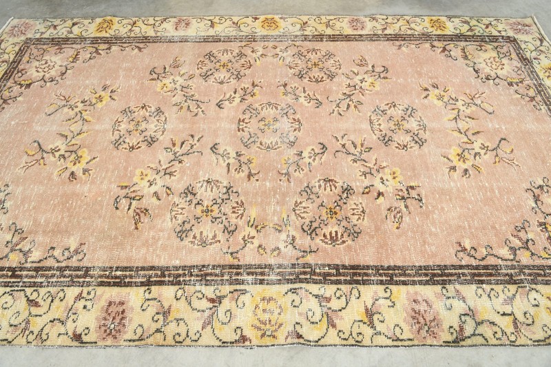 6x10 Turkish Antique Large Wool Rug Hand-Knotted Neutral Vintage Oushak Rug,164 gallery