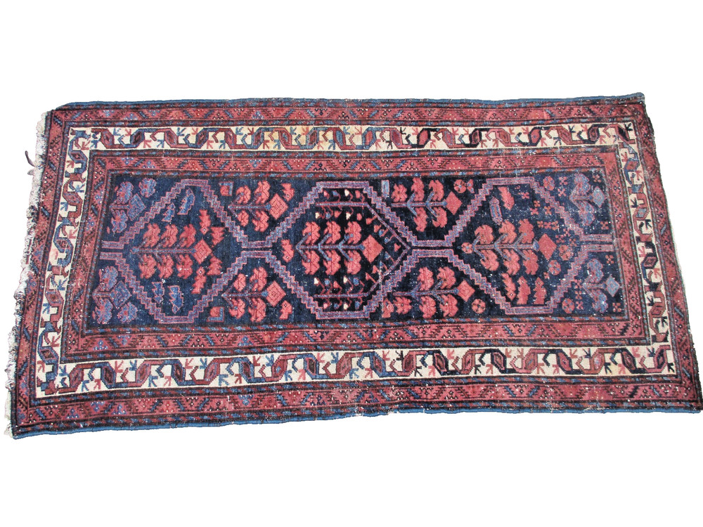antique hamadan rug 3' x 7'