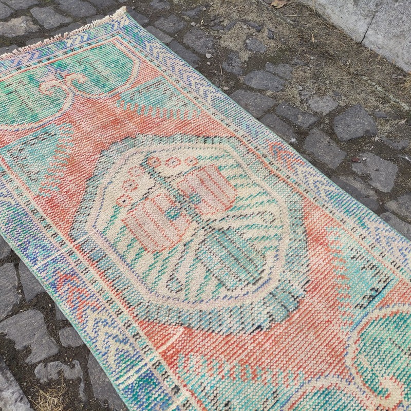 2x5 Turkish kitchen rug 2.4 x 4.82 ft Vintage Handmade rug 73 x 147 cm runner gallery