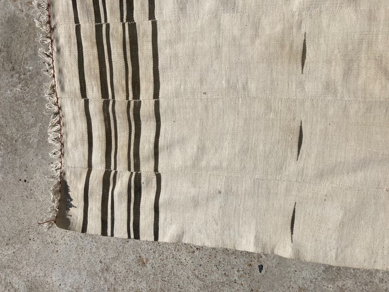 Vintage Handmade Moroccan Tribal Striped Wool Kilim Rug 201x136 cm gallery