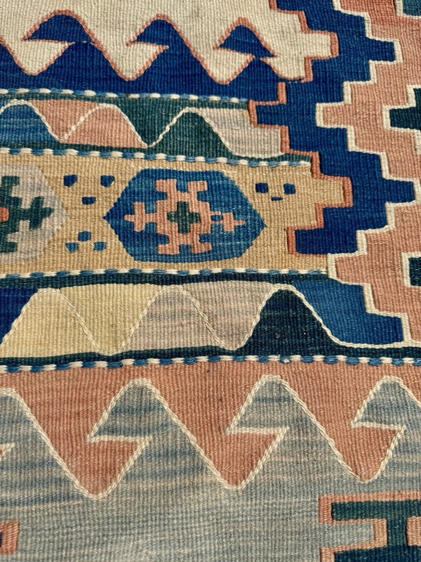 Vintage Handmade Wool Konya Kilim Rug with Natural Dyes - 167 cm x 114 cm gallery