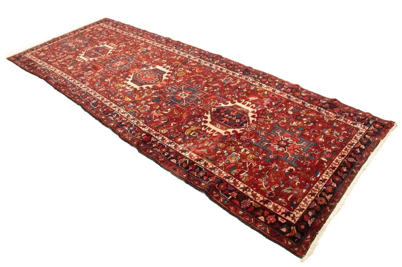 Vintage Karajeh Oriental Runner Rug Red Geometric Design Kitchen Carpet 4X11 ft gallery