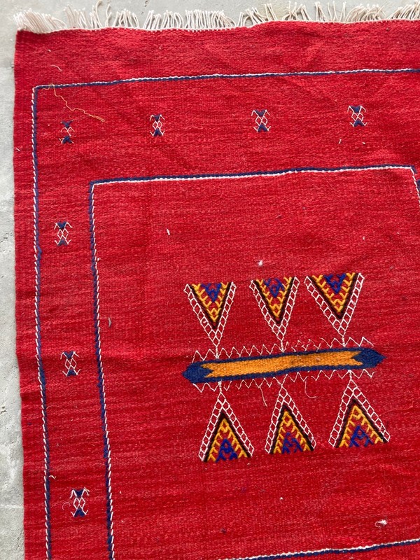 Vintage Traditional Handmade Moroccan Berber Wool Kilim Floor Rug 100x68 cm gallery