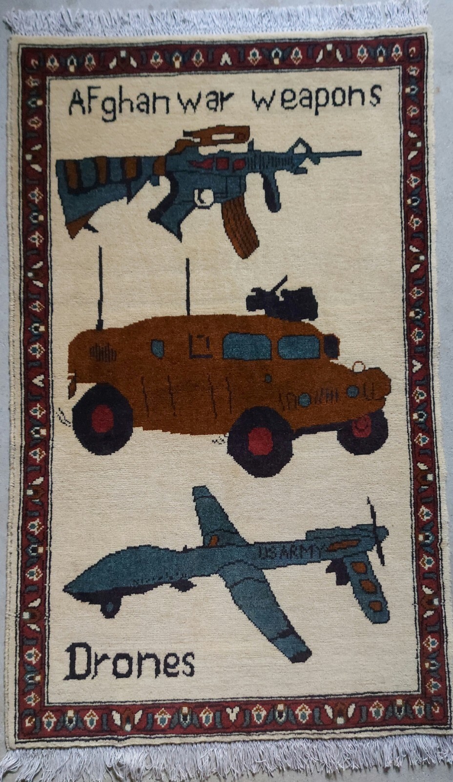 war rug Large Afghan Rug 122x77 CM Drones #36 gallery