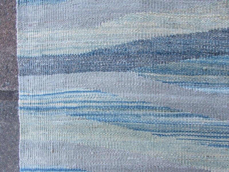 Kilim Vintage Traditional Hand Made Oriental Faded Blue Wool Kilim 196x152cm gallery