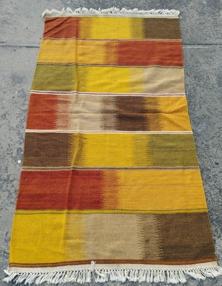 Vintage Handmade Scandivian Tribal Wool Kilim Rug Carpet 161x91 cm